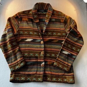 New Identity Women 80s Southwestern Tapestry Blazer Jacket Size L vintage